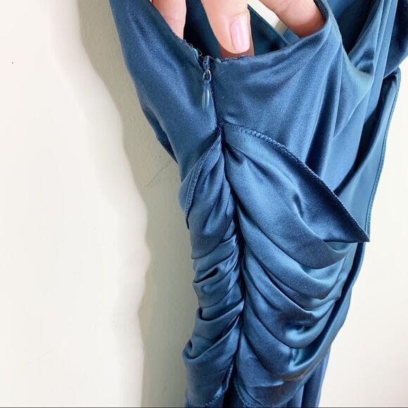 ADRIANNA PAPELL BOUTIQUE TEAL SILK COCKTAIL DRESS - Picture 9 of 12